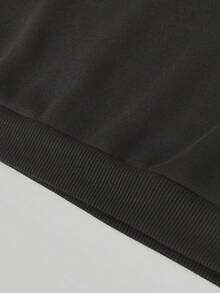 SHEIN Tween Girl Heart Print Thermal Lined Sweatshirt - Black - View 5