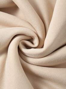 INAWLY Letter Graphic Kangaroo Pocket Drawstring Thermal Lined Hoodie - Apricot - View 4