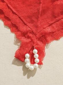 SHEIN Floral Lace Panty - Red - View 4