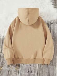 Áo nỉ giữ nhiệt in hình chữ và ký tự Nhật Bản dành cho thiếu niên nam. - Màu Khaki - Xem 2