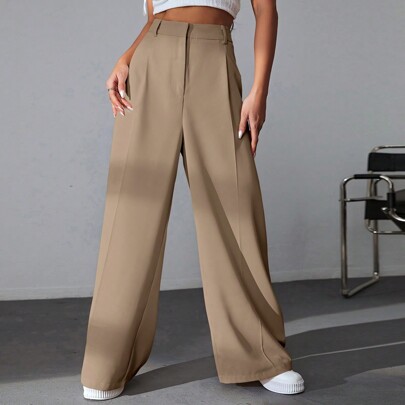 Solid Wide Leg Khak…