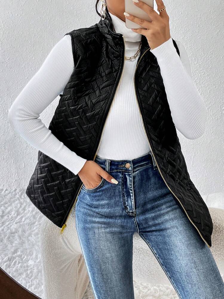 Zip Up Vest Quilted Coat