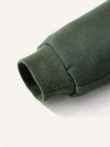 Cozy Pixies 男嬰卡通圖案插肩袖3D設計衛衣和衛褲 - 軍綠色 - 查看 6