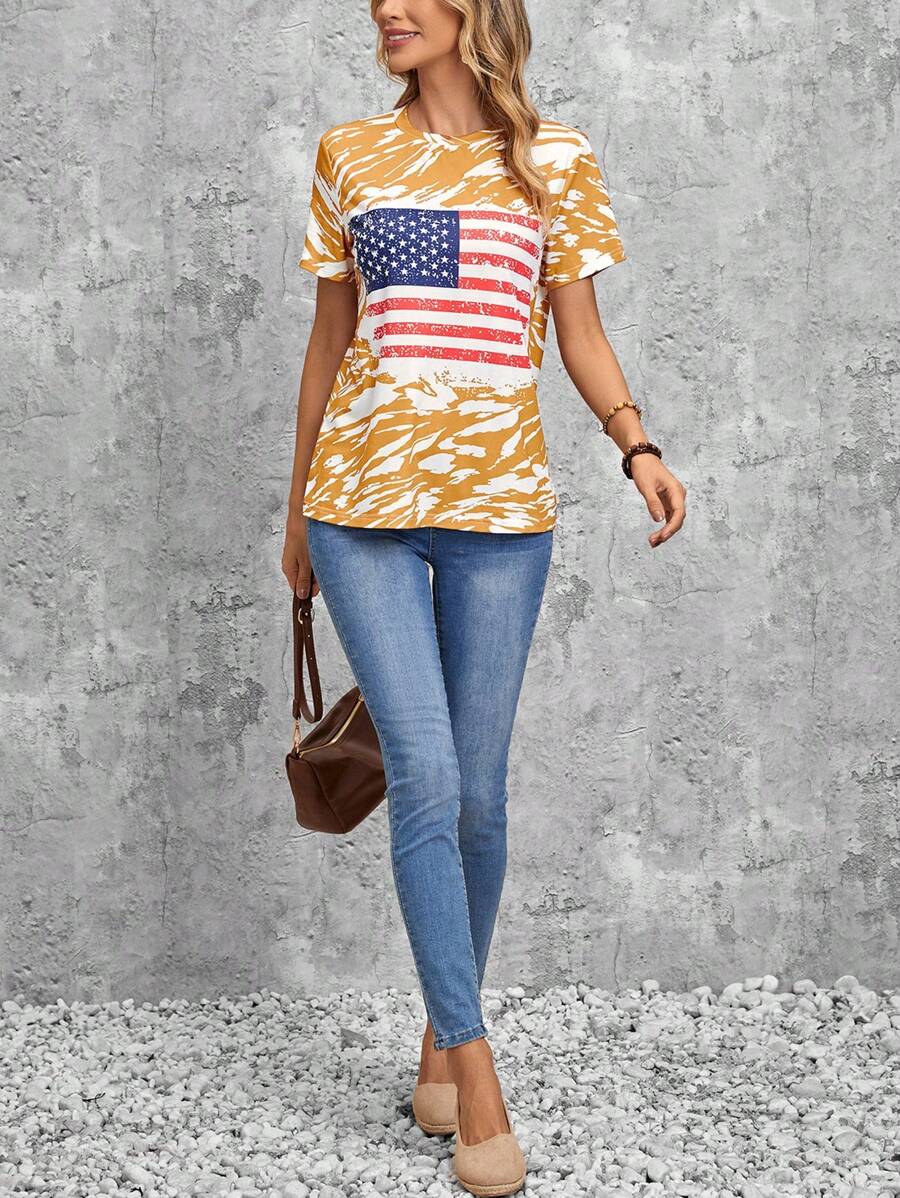 EMERY ROSE In Cờ Áo thun - Màu vàng - Xem 1