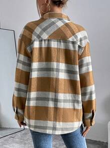 SHEIN Unity Áo khoác có túi trễ vai in họa tiết kẻ sọc - Nhiều màu - Xem 2