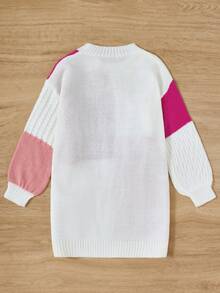 SHEIN Cô Gái Trẻ Khối màu Xoắn Dan Đầm Áo len - Nhiều màu - Xem 2