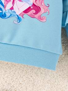 Girls Baby Unicorn Print Ruffle Trim Sweatshirt - Blue - View 5