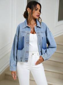 SHEIN LUNE Drop Shoulder Denim Jacket