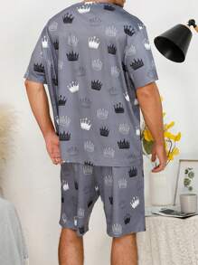 男士皇冠印花睡衣套装 / 睡衣套装 - 彩色 - 查看 2