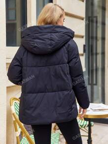 GASMAN Zip Up Drawstring Hooded Padded Coat