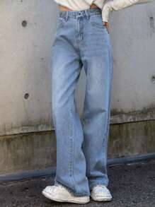 DAZY Jeans De Pierna Ancha De Cintura Alta