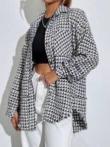 Flirla Geo Print Opuszczane ramiona Płaszcz