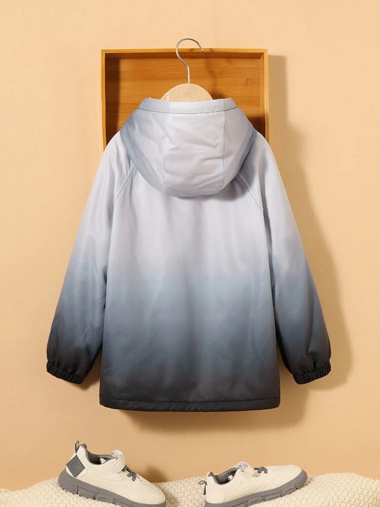 Tween Boy Ombre Letter Graphic Thermal Lined Hooded Coat Without Tee