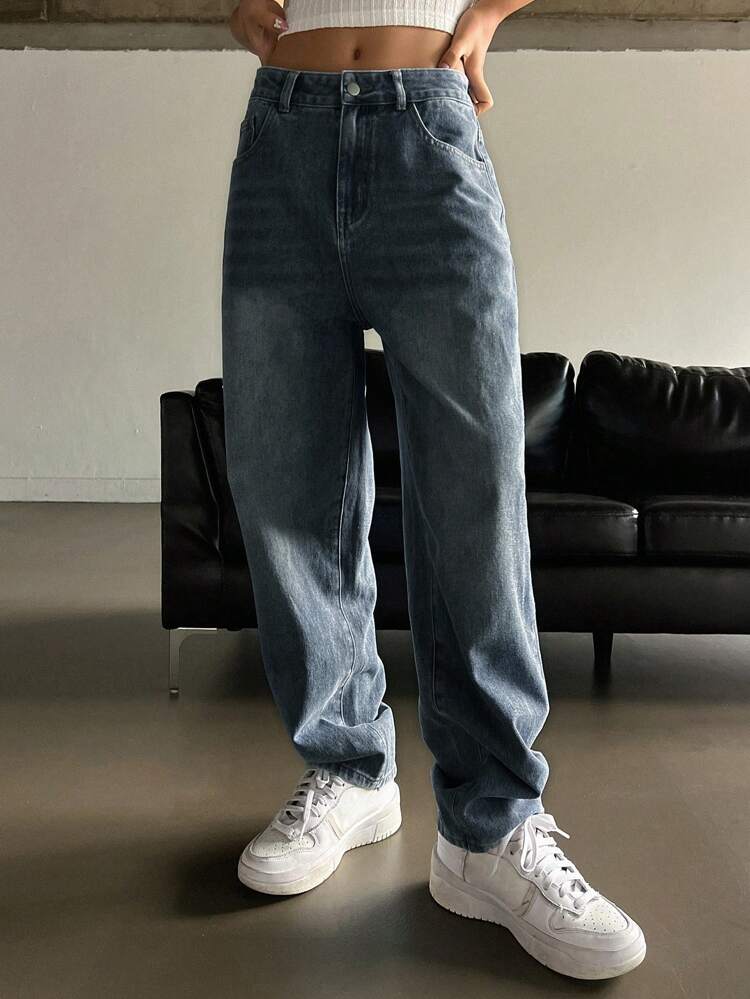 Slant Pocket Straight Leg Jeans