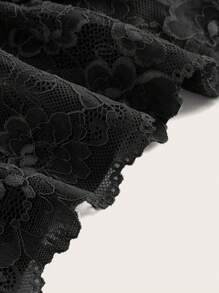 SHEIN ICON Plus Twist Front Contrast Lace Cami Top For Summer - Black - View 3