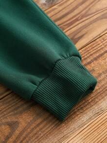 INAWLY 向日葵與蝴蝶印花保暖襯裡運動衫 - 墨綠色 - 查看 4