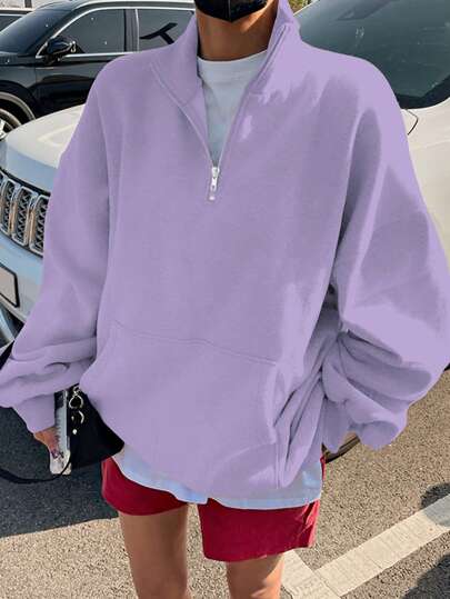 DAZY ハーフジッパー ドロップショルダー オーバーサイズスウェットシャツ DAZY ハーフジッパー ドロップショルダー オーバーサイズ
