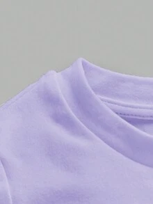 女嬰卡通圖案T恤 - 紫色 - 查看 3