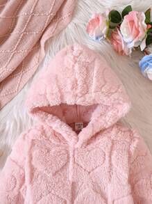 Baby Girl Solid Teddy Hoodie & Pants - Baby Pink - View 3