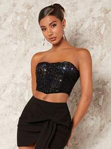 SHEIN BAE Sequin Tube Top