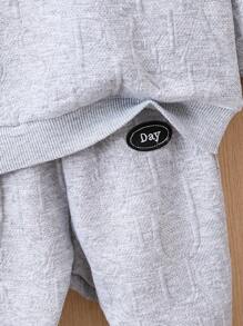 Áo nỉ & quần thể thao thêu chữ cho bé trai - Xám - Xem 6