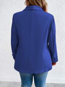 Calvaya 大碼青果領翻蓋細節西裝外套 - 寶藍色 - 查看 2
