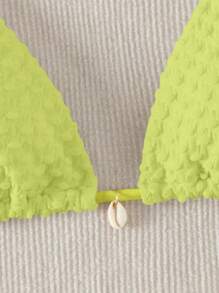 SHEIN Swim 夏季沙灘三角頸掛泳衣套裝，綁帶式側帶比基尼套裝