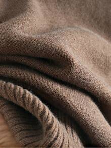 GIGOGOU 秋冬保暖女士宽松高领毛衣休闲长袖上衣秋季衣服 - 咖啡棕 - 查看 9