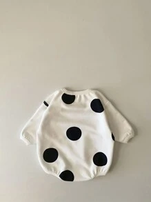 女嬰圓點印花連體衣 - 白色 - 查看 3