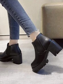 女性時尚休閒靴子適用於秋季和冬天 - 黑色 - 查看 7