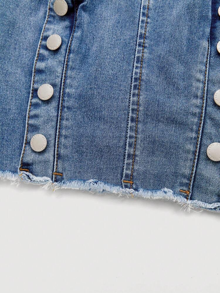 Double Breasted Denim Tube Top