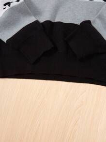 SHEIN 女孩豹紋圖案撞色落肩袖套頭毛衣 - 彩色 - 查看 4