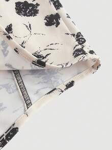 SHEIN MOD 加大花卉印花系带肩带宽肩带上衣 - 彩色 - 查看 3