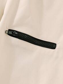 SHEIN Tween Girl Flap Pocket Side Pants - Apricot - View 4