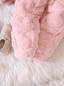 Baby Girl Solid Teddy Hoodie & Pants - Baby Pink - View 8