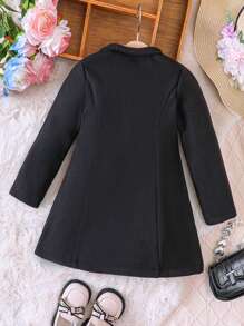 SHEIN Young Girl 1pc Lapel Neck Button Front Overcoat