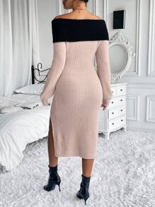 Chiquease Váy len lệch vai xẻ đùi - Nhiều màu - Xem 2