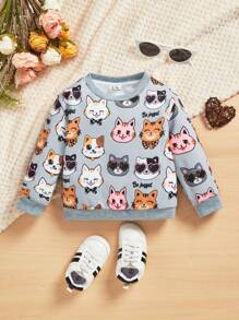 SHEIN 女嬰卡通圖案運動衫 - 灰色 - 查看 1