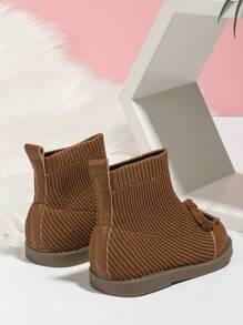 Girls' Autumn And Winter Brown British Style Fashion Boots With Retro Bowknot Decoration, Outdoor Warm Snow Short Boots For Kids - Brown - View 3