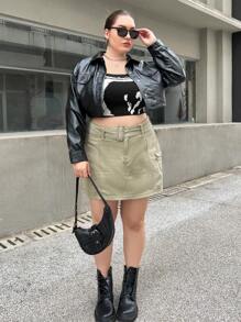 SHEIN Essnce Plus Graphic Pattern Cami Knit Top - Black and White - View 5