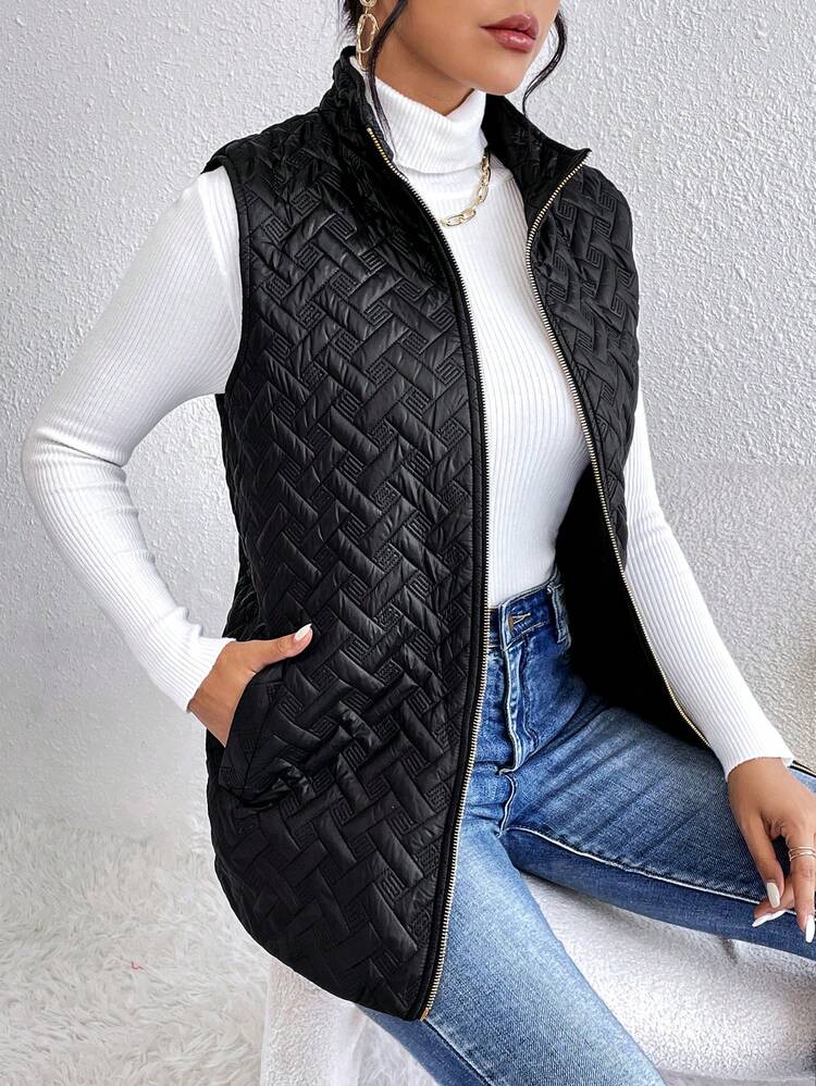 Zip Up Vest Quilted Coat