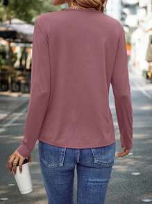 EMERY ROSE Camiseta lisa con cuello redondo
