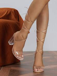 Spring/Summer Women's High-Heeled Sandals - Apricot - View 6