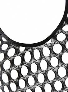 Classic Sexy 渔网镂空泰迪紧身衣内衣 - 黑色 - 查看 3