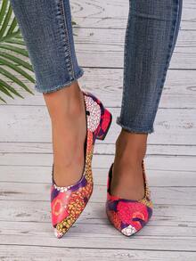 Random Pattern Women's Flat Shoes With Holiday Style, Floral Print, Lightweight, Non-slip, Low Heel Shoes - Multicolor - View 5