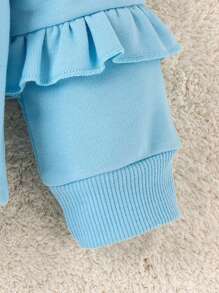 Girls Baby Unicorn Print Ruffle Trim Sweatshirt - Blue - View 6