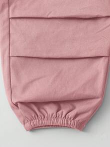 SHEIN Baby Girl Casual Pink Elastic Waistband Cargo Pants With Elastic Cuffs - Pink - View 5