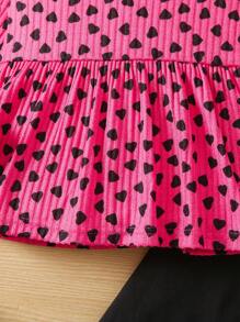 SHEIN 少女秋季2入組心形印花服裝 - 彩色 - 查看 4