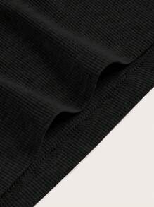 SHEIN EZwear Plus Solid Flare Leg Pants - Black - View 3