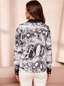 SHEIN Clasi Snakeskin Print Button Front Shirt - Multicolor - View 2